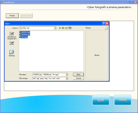 Výběr fotografií ke zpracování